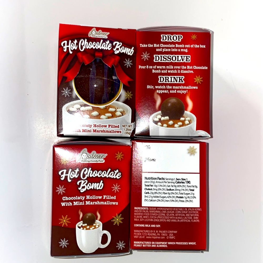Palmers Hot Chocolate Bomb 💕Perfect for your Favorite hot beverage  ~ 1.25 oz